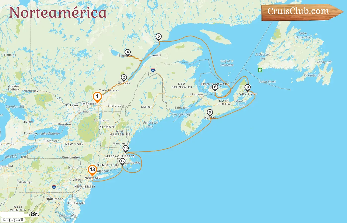 Crucero en América del Norte de Montreal a Nueva York a bordo del barco Volendam con visitas a Canadá y EE. UU. durante 13 días