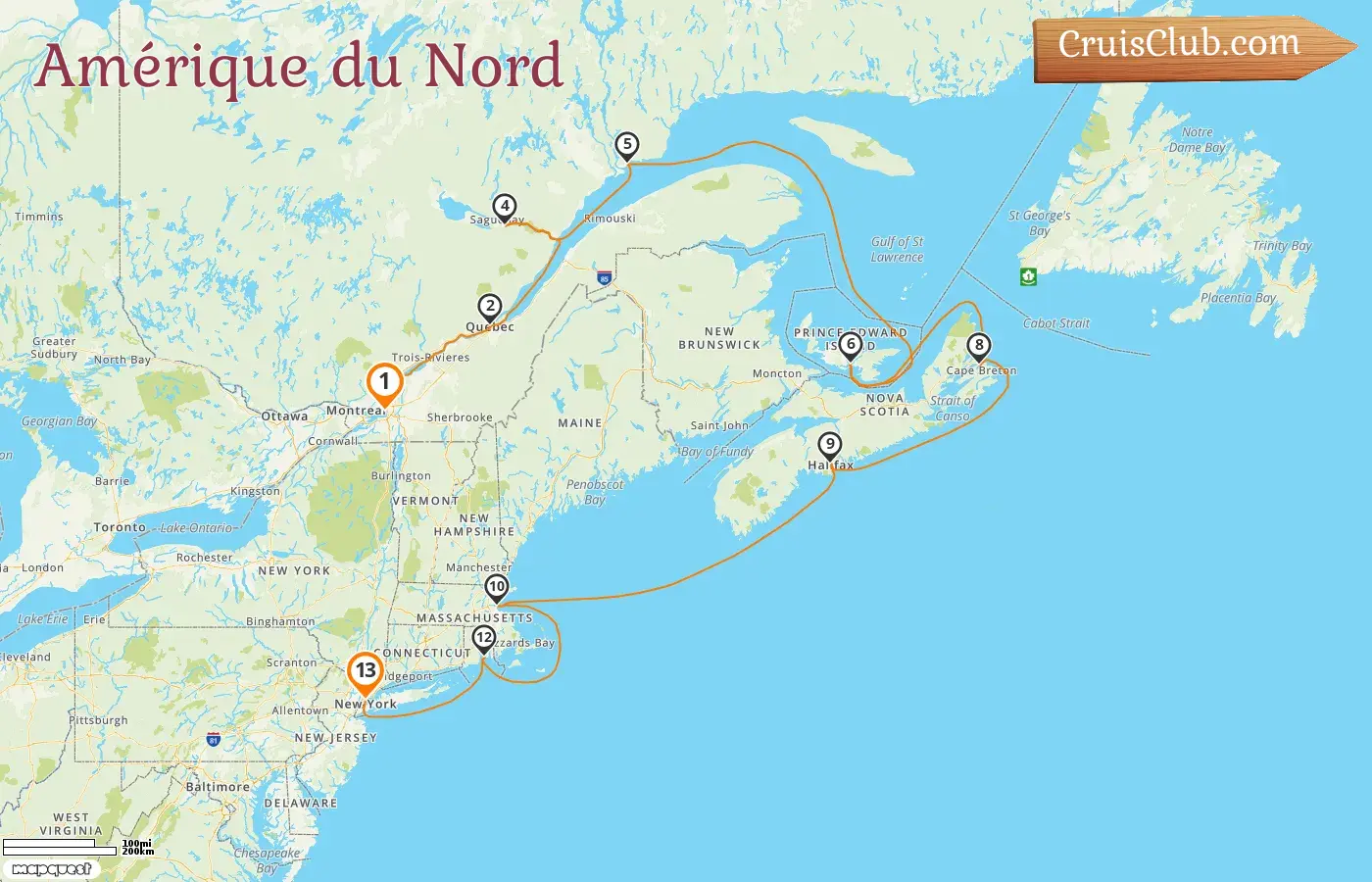 Croisière en Amérique du Nord de Montréal à New York à bord du navire Volendam avec des visites au Canada et aux États-Unis pendant 13 jours