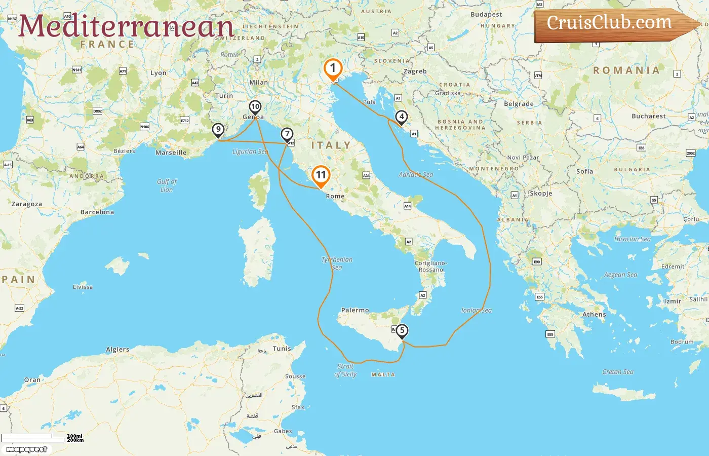 Cruise in the Mediterranean from Venice to Civitavecchia aboard Silver Muse ship with visits to Italy, Croatia, and France for 11 days