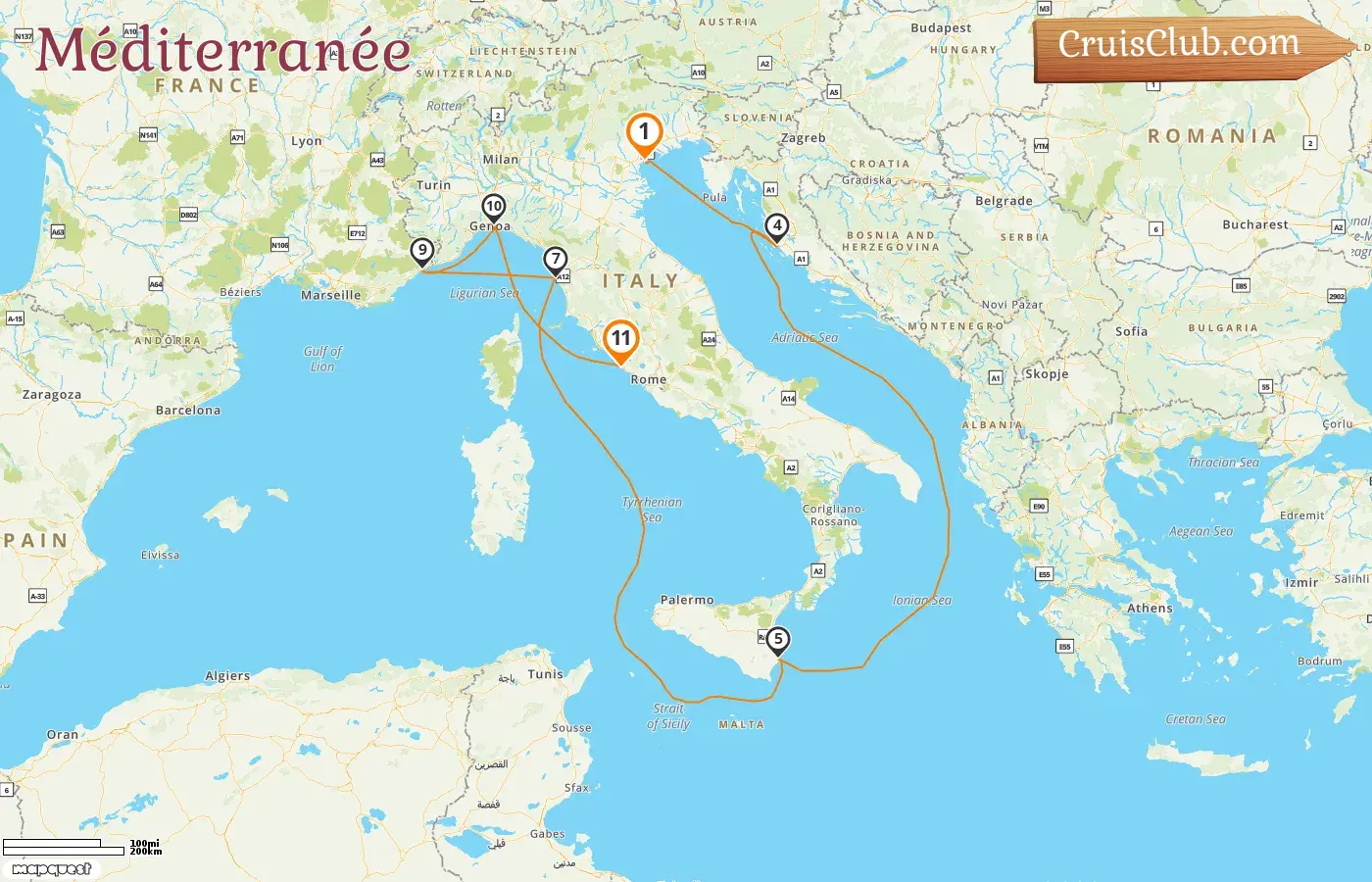 Croisière en Méditerranée de Venise à Civitavecchia à bord du navire Silver Muse avec des visites en Italie, en Croatie et en France pendant 11 jours