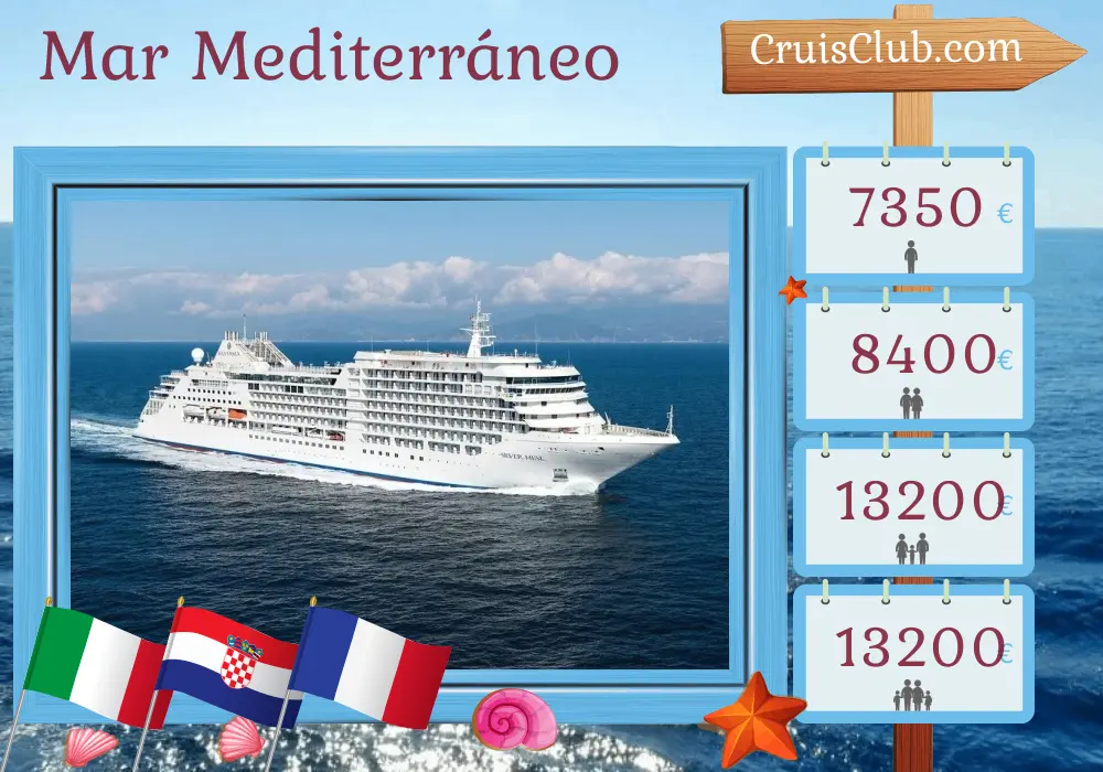 Crucero por el Mediterráneo desde Venecia a Civitavecchia a bordo del barco Silver Muse con visitas a Italia, Croacia y Francia durante 11 días