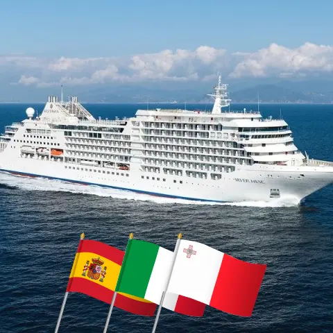 Cruise in the Mediterranean from Barcelona to Civitavecchia aboard Silver Muse ship with visits to Spain, Italy, Malta, and Tunisia for 11 days