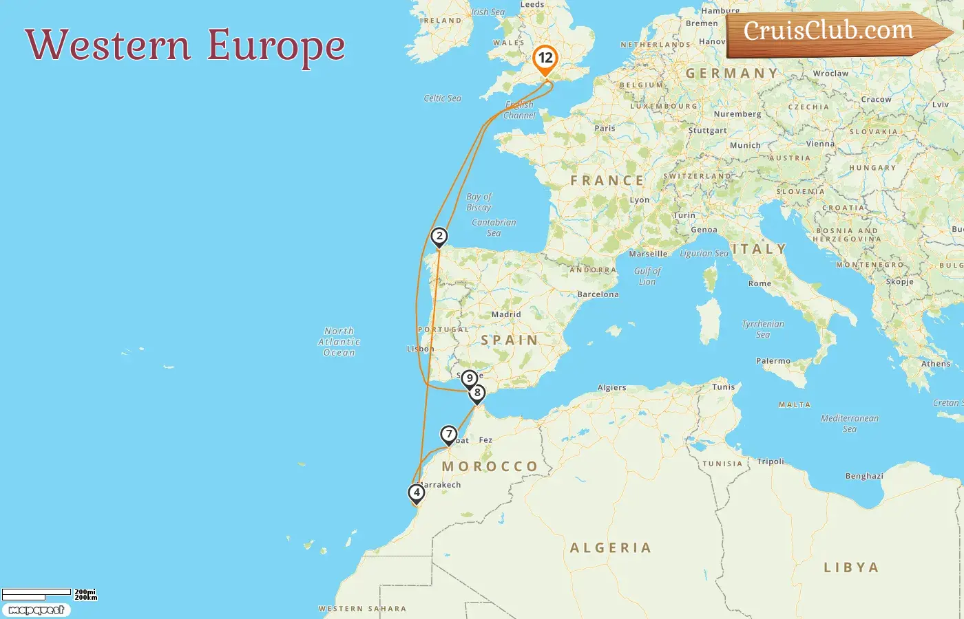 Cruise in the Western Europe from Southampton aboard Queen Anne ship with visits to Spain and Morocco for 12 days