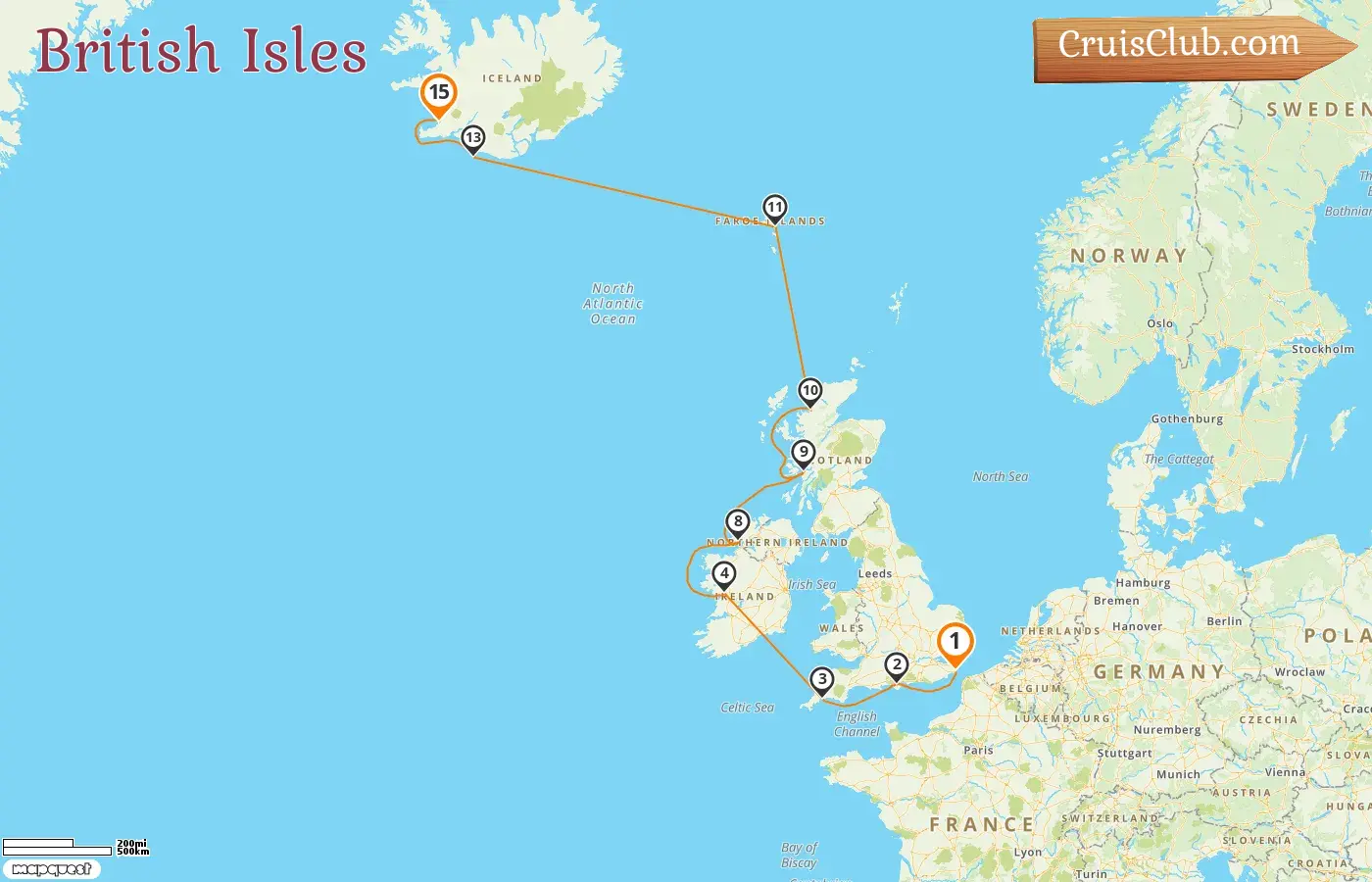 Cruise in the British Isles from Dover to Reykjavik aboard Seabourn Ovation ship with visits to Ireland and Faroe Islands for 15 days