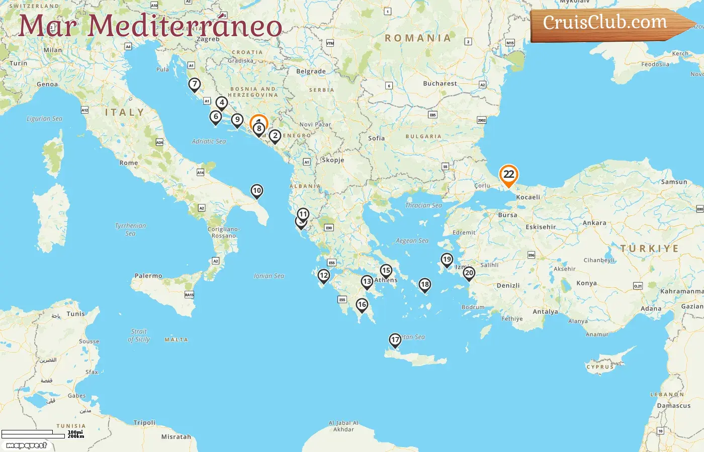 Crucero por el Mediterráneo desde Dubrovnik hasta Estambul a bordo del barco Seabourn Quest con visitas a Croacia, Montenegro, Grecia, Italia, Albania y Turquía durante 22 días