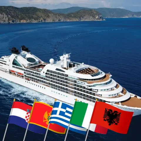 Cruise in the Mediterranean from Dubrovnik to Istanbul aboard Seabourn Quest ship with visits to Croatia, Montenegro, Greece, Italy, Albania, and Turkey for 22 days