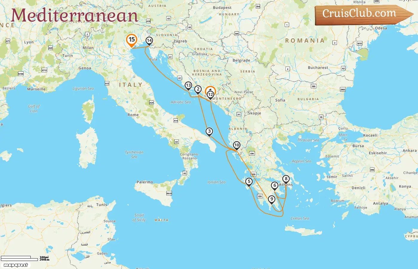 Cruise in the Mediterranean from Dubrovnik to Fusina aboard Seabourn Quest ship with visits to Croatia, Italy, Albania, Greece, and Slovenia for 15 days