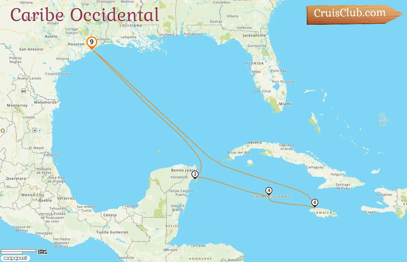Crucero por el Caribe Occidental desde Galveston a bordo del barco Carnival Dream con visitas a Estados Unidos, México, Islas Caimán y Jamaica durante 9 días