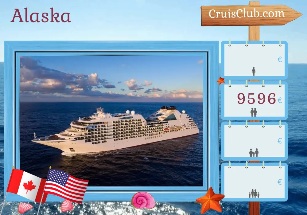 Cruise in the Alaska from Vancouver to Juneau aboard Seabourn Encore ship with visits to Canada and USA for 8 days