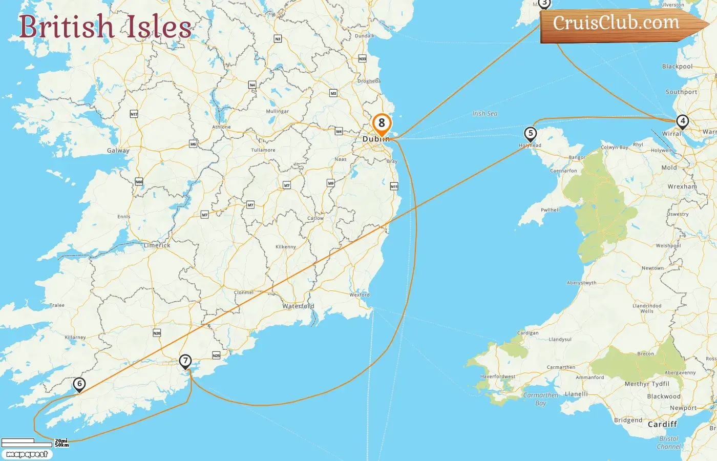 Cruise in the British Isles from Dublin aboard Le Lapérouse ship with visits to Ireland and Isle of Man for 8 days