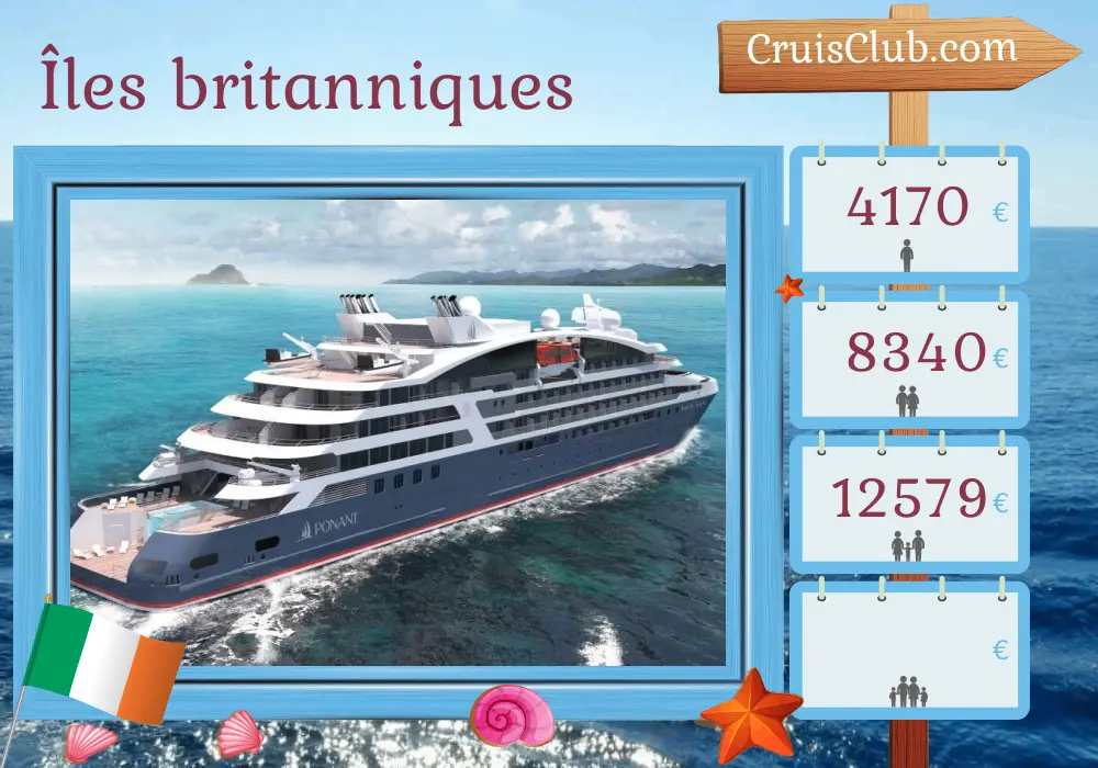 Croisière dans les îles britanniques au départ de Dublin à bord du navire Le Lapérouse avec des visites en Irlande et à l`île de Man pendant 8 jours