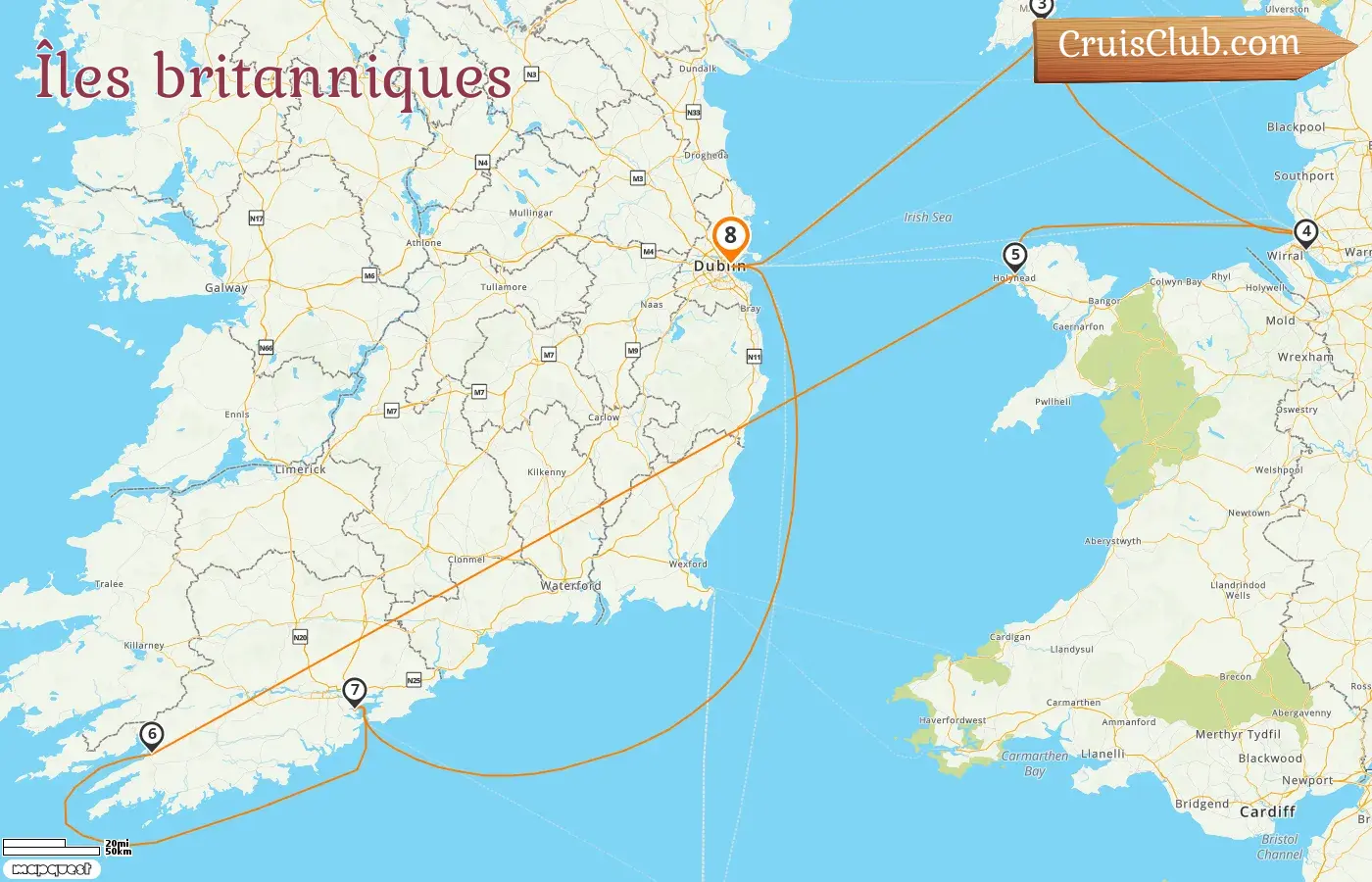 Croisière dans les îles britanniques au départ de Dublin à bord du navire Le Lapérouse avec des visites en Irlande et à l`île de Man pendant 8 jours