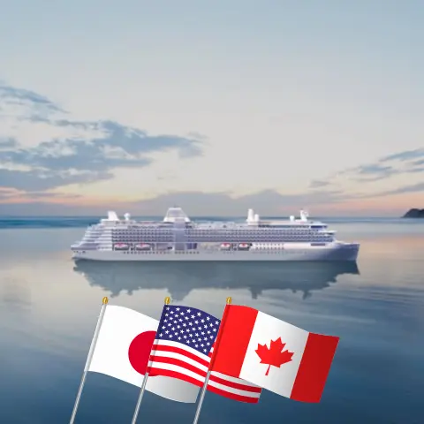 Cruise in the Pacific Ocean from Yokohama to Seattle aboard Silver Nova ship with visits to Japan, USA, and Canada for 20 days