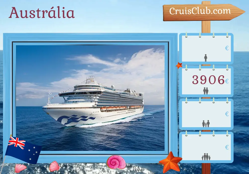 Cruzeiro na Austrália a partir de Sydney a bordo do navio Crown Princess com visitas à Austrália por 12 dias