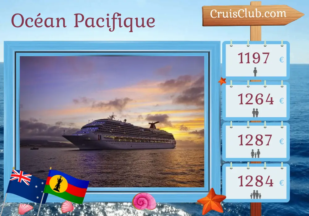 Croisière dans l`océan Pacifique au départ de Sydney à bord du navire Carnival Splendor avec des escales en Australie, en Nouvelle-Calédonie et au Vanuatu pendant 11 jours
