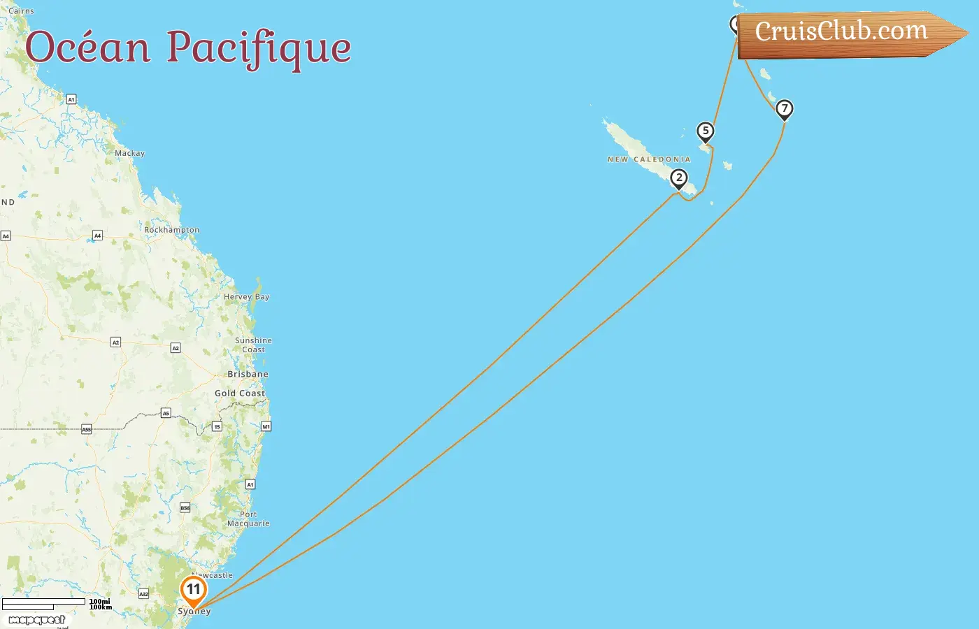 Croisière dans l`océan Pacifique au départ de Sydney à bord du navire Carnival Splendor avec des escales en Australie, en Nouvelle-Calédonie et au Vanuatu pendant 11 jours