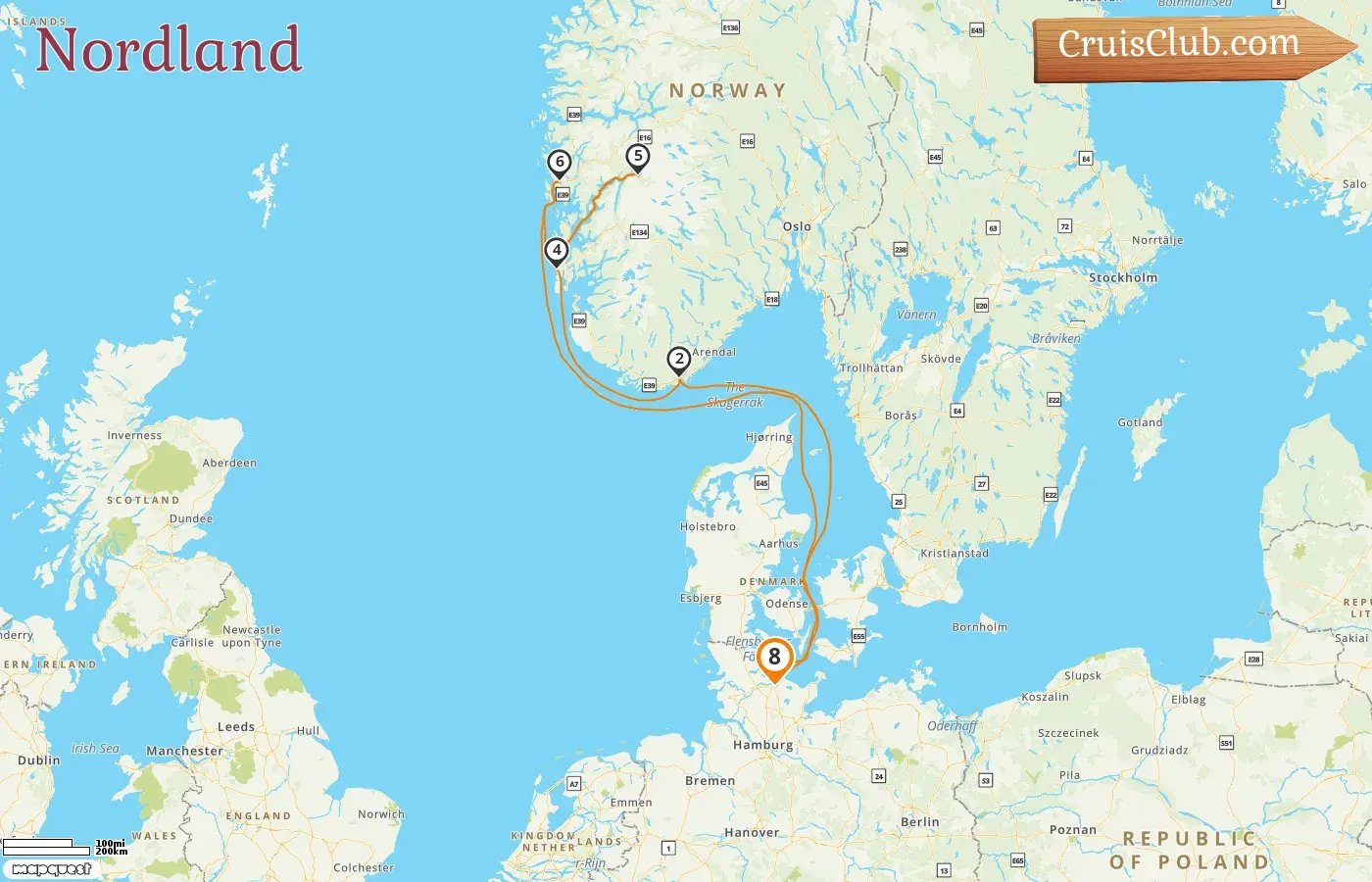 Crucero por el Norte desde Kiel a bordo del barco Vasco da Gama con visitas a Noruega por 8 días