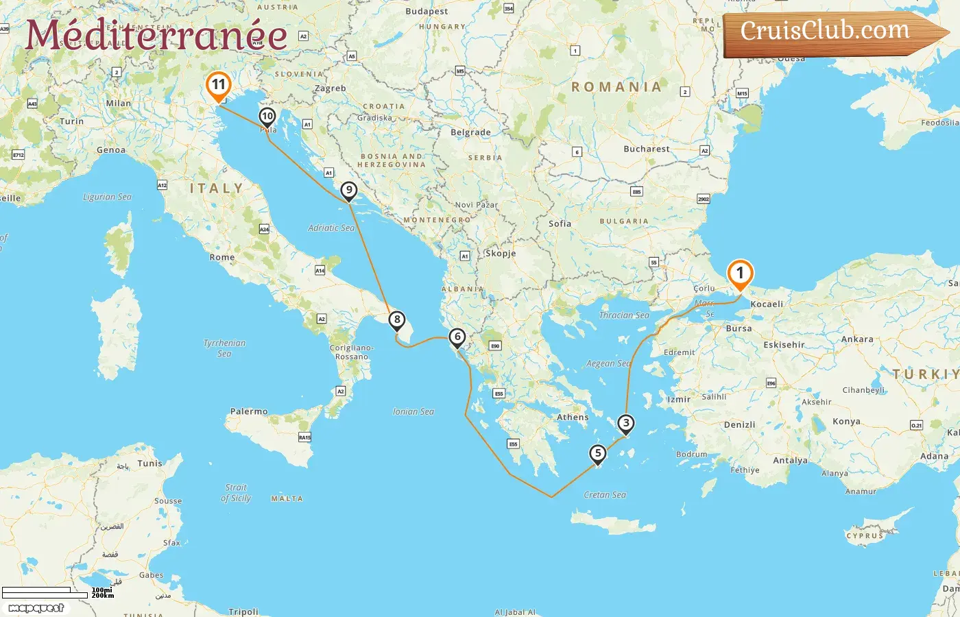 Croisière en Méditerranée d`Istanbul à Fusina à bord du navire EXPLORA I avec visites en Turquie, Grèce, Italie et Croatie pendant 11 jours