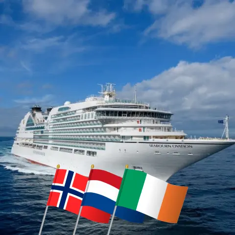 Cruise in the British Isles from Dover aboard Seabourn Ovation ship with visits to Norway, Netherlands, Ireland, and Isle of Man for 29 days