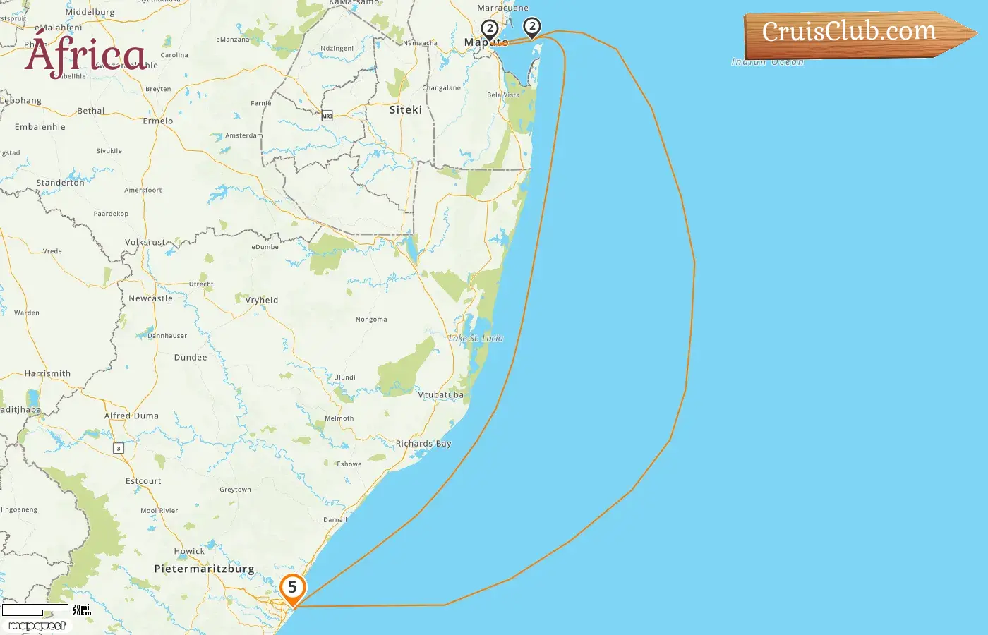 Crucero en África desde Durban a bordo del MSC Opera con visitas a Sudáfrica y Mozambique durante 5 días