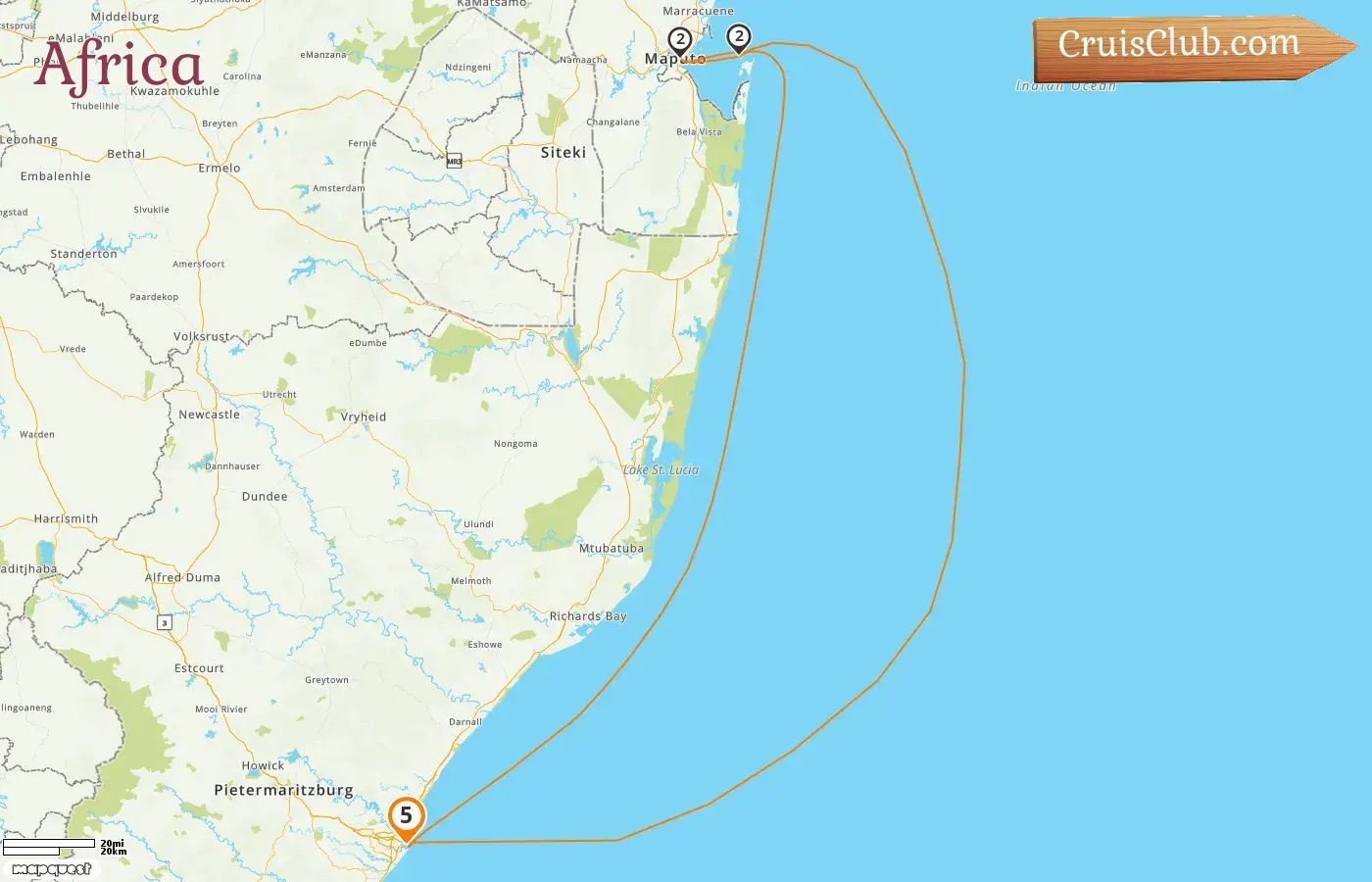 Cruise in the Africa from Durban aboard MSC Opera ship with visits to South Africa and Mozambique for 5 days