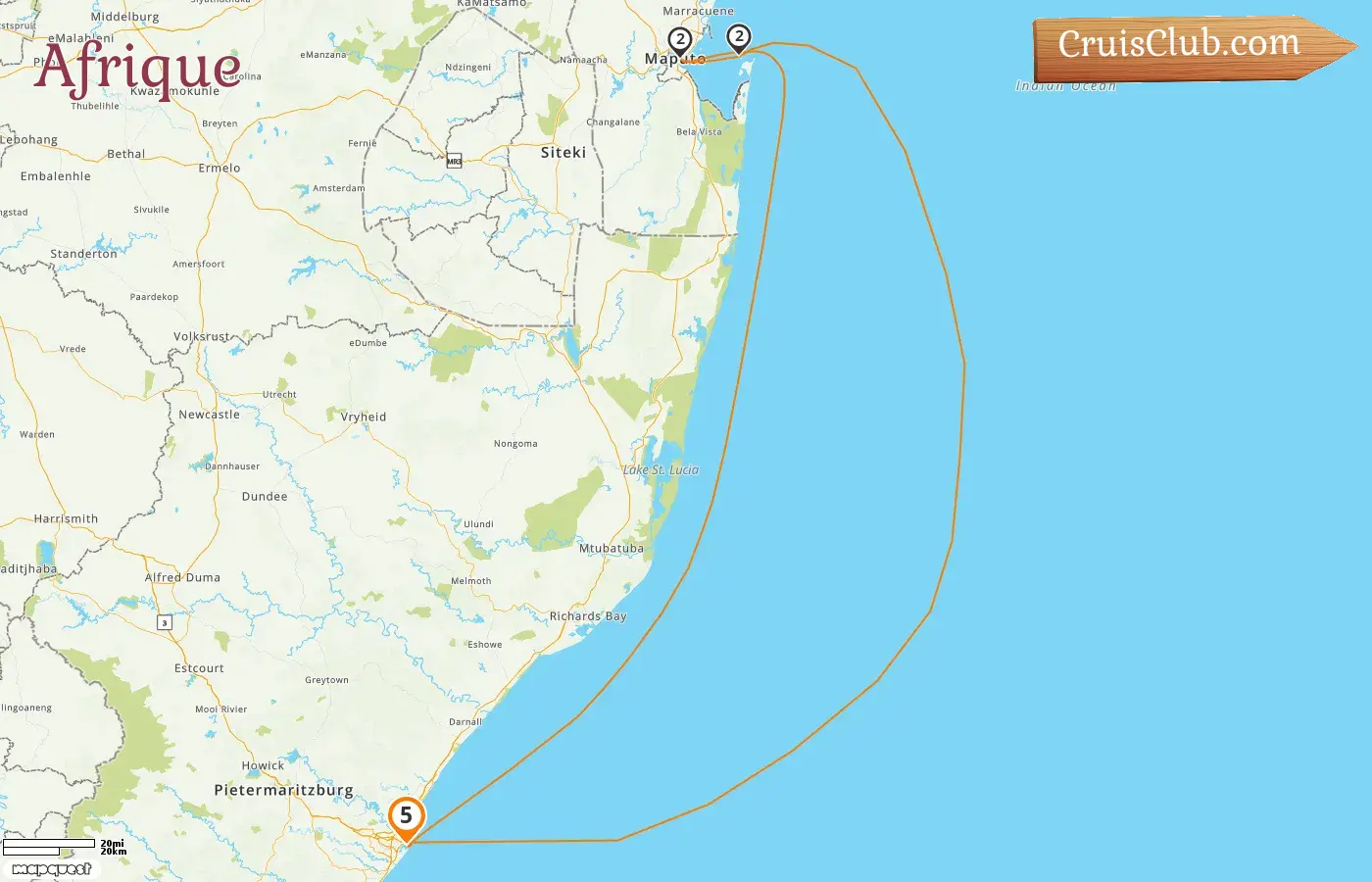 Croisière en Afrique au départ de Durban à bord du navire MSC Opera avec des visites en Afrique du Sud et au Mozambique pendant 5 jours