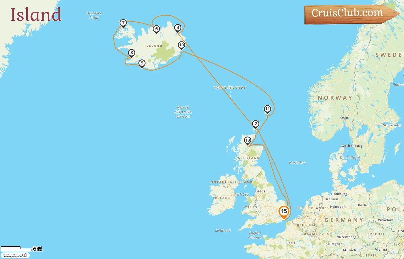 Kreuzfahrt in Island ab Dover an Bord des Schiffes Seabourn Ovation mit Besuchen in Island für 15 Tage
