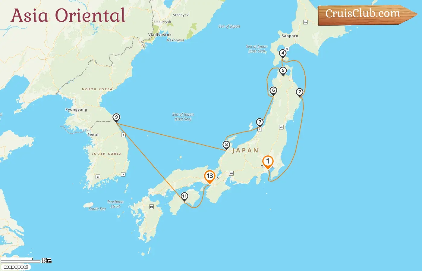 Crucero en el Este de Asia de Yokohama a Osaka a bordo del barco Seabourn Encore con visitas a Japón y Corea del Sur durante 13 días