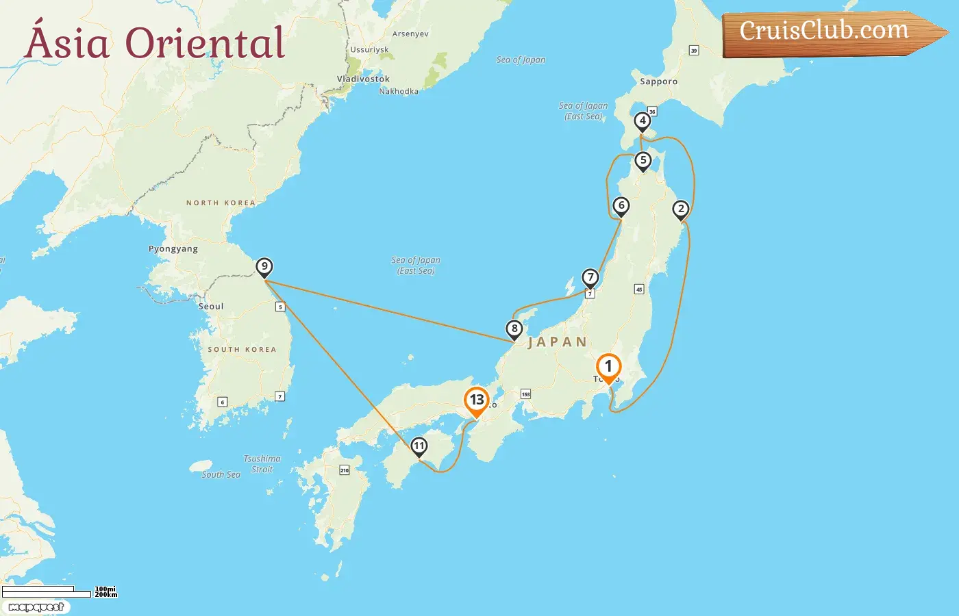 Cruzeiro no Leste da Ásia de Yokohama a Osaka a bordo do navio Seabourn Encore com visitas ao Japão e Coreia do Sul por 13 dias