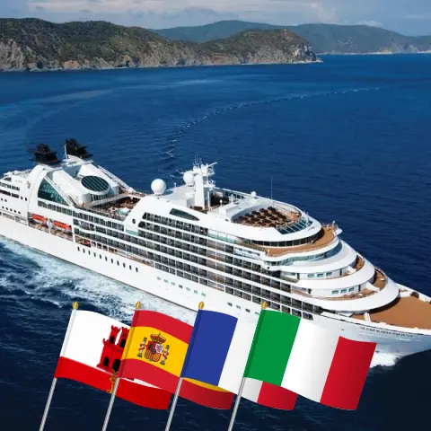 Croisière en Méditerranée de Lisbonne à Gênes à bord du navire Seabourn Quest avec escales à Gibraltar, en Espagne, en France et en Italie pendant 11 jours