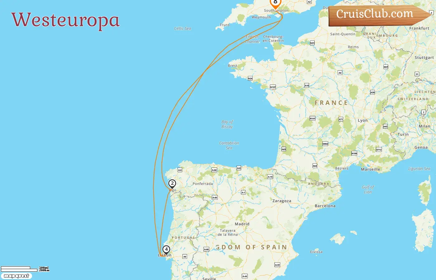 Kreuzfahrt im westlichen Europa ab Southampton an Bord des Schiffs Queen Mary 2 mit Stopps in Spanien für 8 Tage