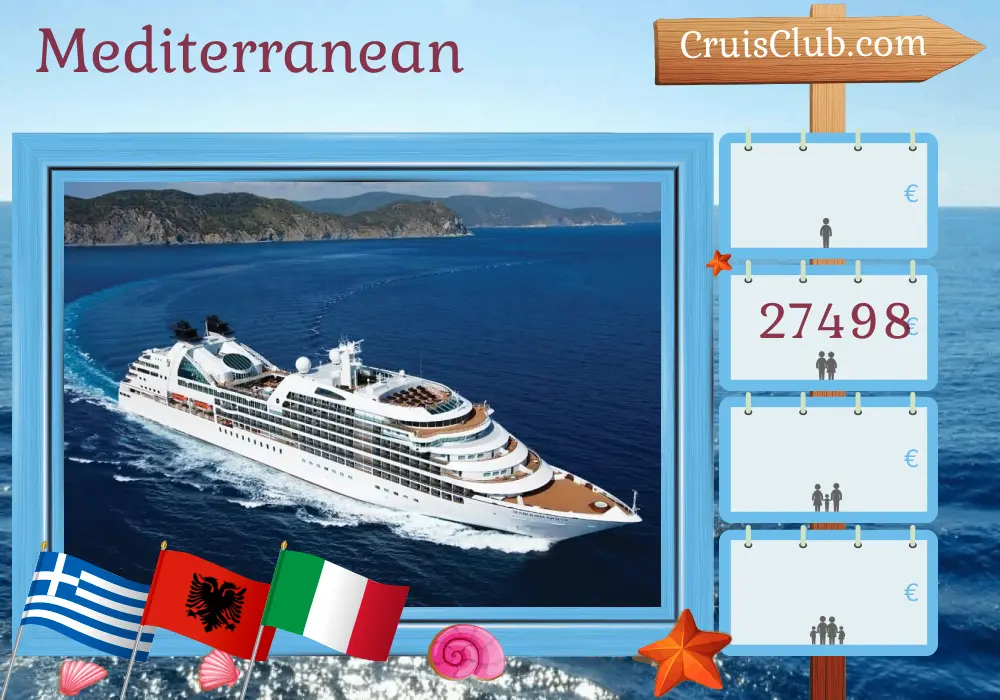 Cruise in the Mediterranean from Piraeus to Civitavecchia aboard Seabourn Quest ship with visits to Greece, Turkey, Albania, and Italy for 22 days