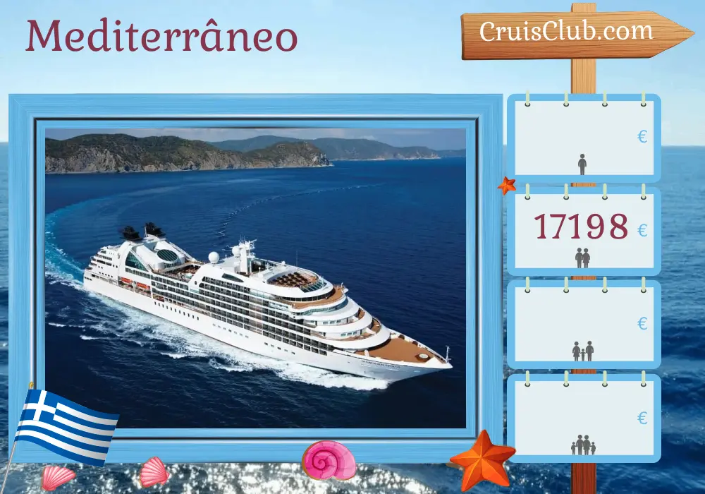 Cruzeiro no Mediterrâneo a partir de Pireu a bordo do navio Seabourn Quest com visitas à Grécia e Turquia por 15 dias