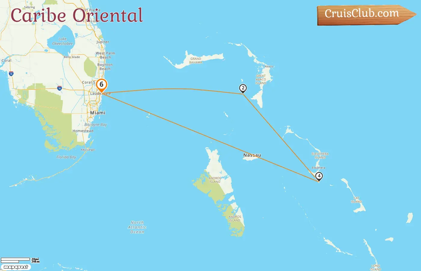 Cruzeiro no Caribe Oriental partindo de Fort Lauderdale a bordo do navio Disney Destiny com visitas aos Estados Unidos e Bahamas por 6 dias