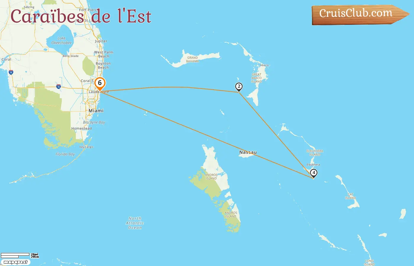 Croisière dans les Caraïbes de l`Est au départ de Fort Lauderdale à bord du navire Disney Destiny avec des escales aux États-Unis et aux Bahamas pendant 6 jours