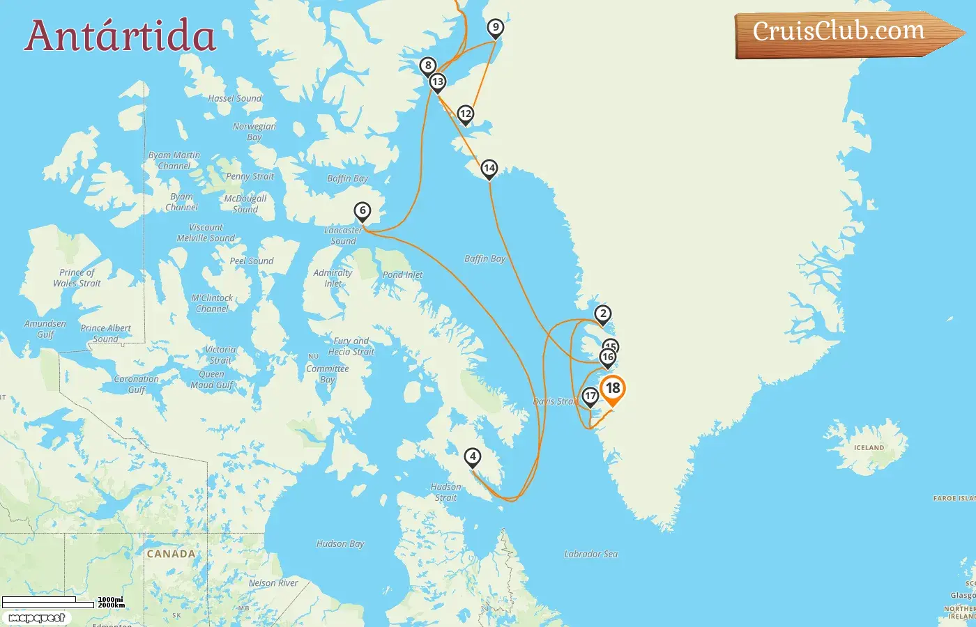 Crucero por el Ártico desde Kangerlussuaq a bordo del barco HANSEATIC spirit con visitas a Groenlandia y Canadá durante 18 días