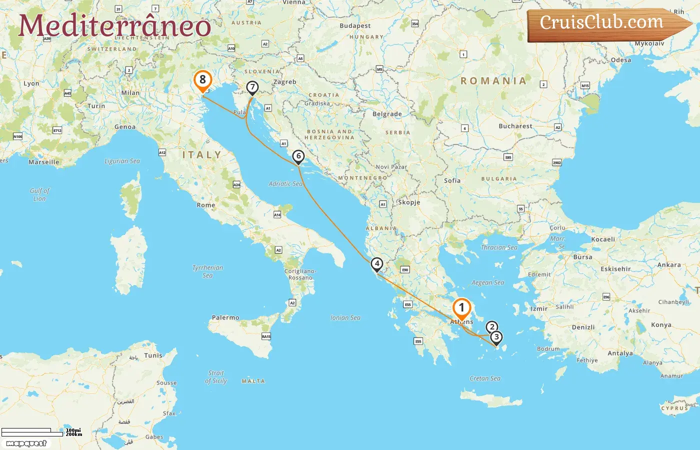 Cruzeiro no Mediterrâneo de Pireu para Fusina a bordo do navio EXPLORA II com visitas à Grécia, Croácia e Itália por 8 dias