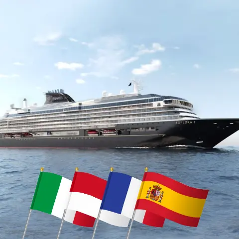 Cruise in the Mediterranean from Civitavecchia to Barcelona aboard EXPLORA I ship with visits to Italy, Monaco, France, and Spain for 8 days