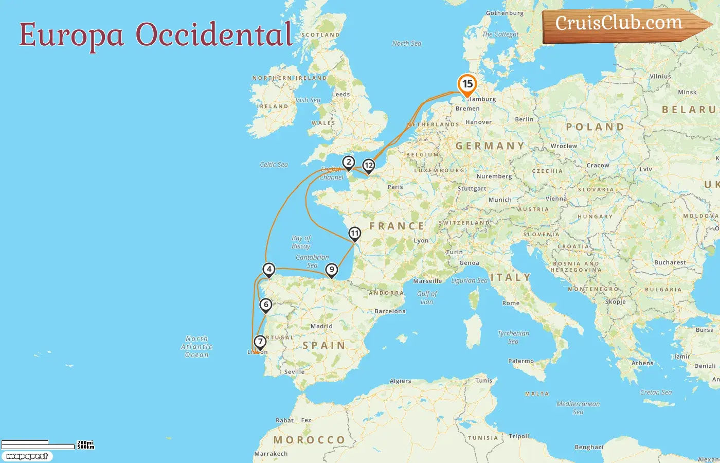 Crucero por Europa Occidental desde Bremerhaven a bordo del barco Mein Schiff 3 con visitas a Alemania, Francia y España por 15 días