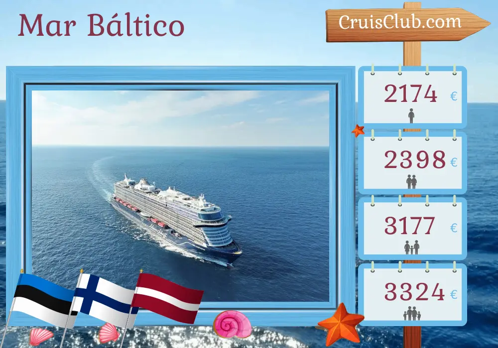 Crucero por el Mar Báltico desde Kiel a bordo del barco Mein Schiff Relax con visitas a Estonia, Finlandia y Letonia durante 8 días