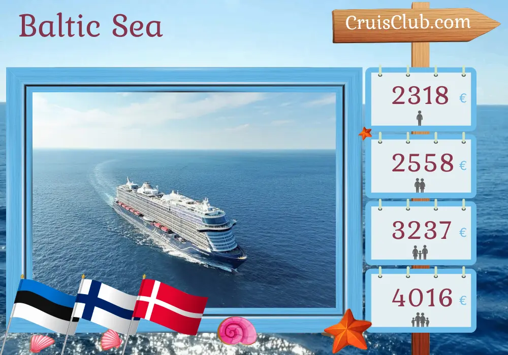 Cruise in the Baltic Sea from Kiel aboard Mein Schiff Relax ship with visits to Estonia, Finland, and Denmark for 8 days