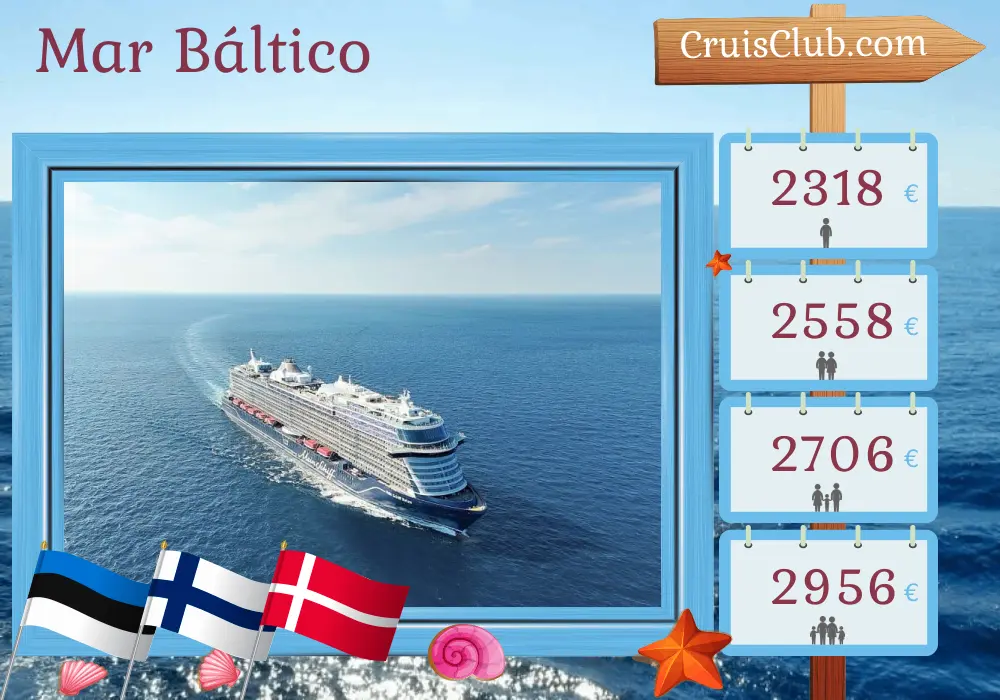Cruzeiro no Mar Báltico a partir de Kiel a bordo do navio Mein Schiff Relax com visitas à Estônia, Finlândia e Dinamarca por 8 dias