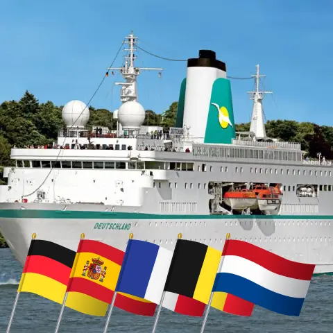 Cruise in the Western Europe from Cuxhaven to Bremerhaven aboard MS Deutschland ship with visits to Germany, Spain, France, Belgium, and Netherlands for 17 days
