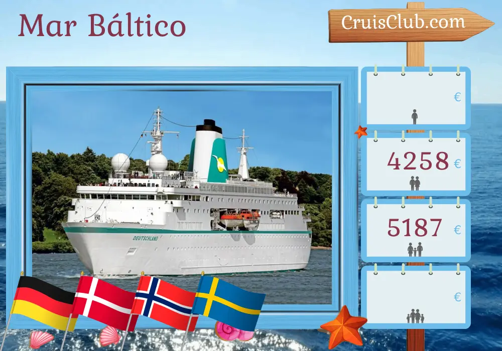 Crucero por el mar Báltico de Cuxhaven a Kiel a bordo del barco MS Deutschland con visitas a Alemania, Dinamarca, Noruega y Suecia durante 11 días