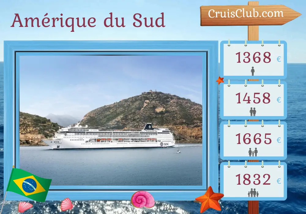 Croisière en Amérique du Sud à partir de Rio de Janeiro à bord du navire MSC Armonia avec des visites au Brésil pendant 7 jours
