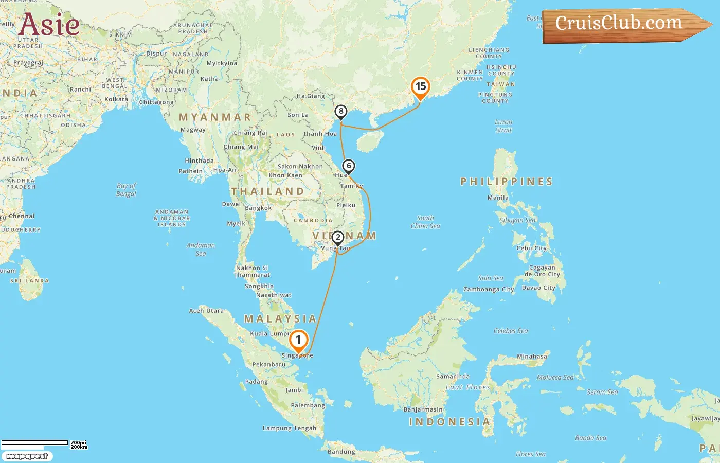 Croisière en Asie de Singapour à Hong Kong à bord du navire Silver Muse avec des visites à Singapour, au Vietnam et à Hong Kong pendant 15 jours