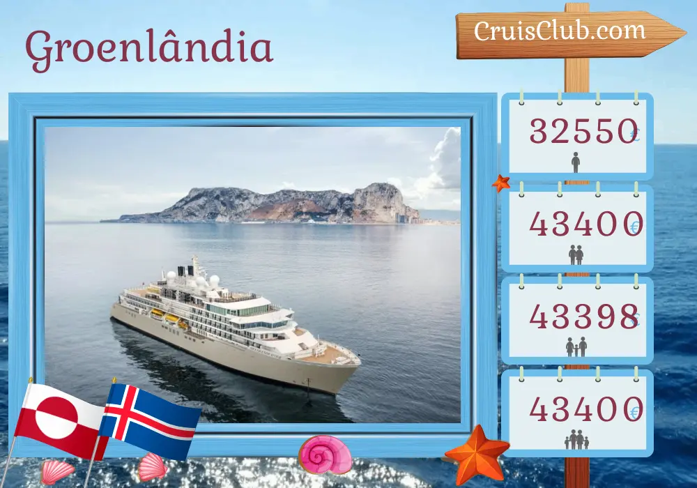 Cruzeiro no Groenlândia de Reykjavik a bordo do navio Silver Endeavour com visitas à Groenlândia e Islândia por 16 dias