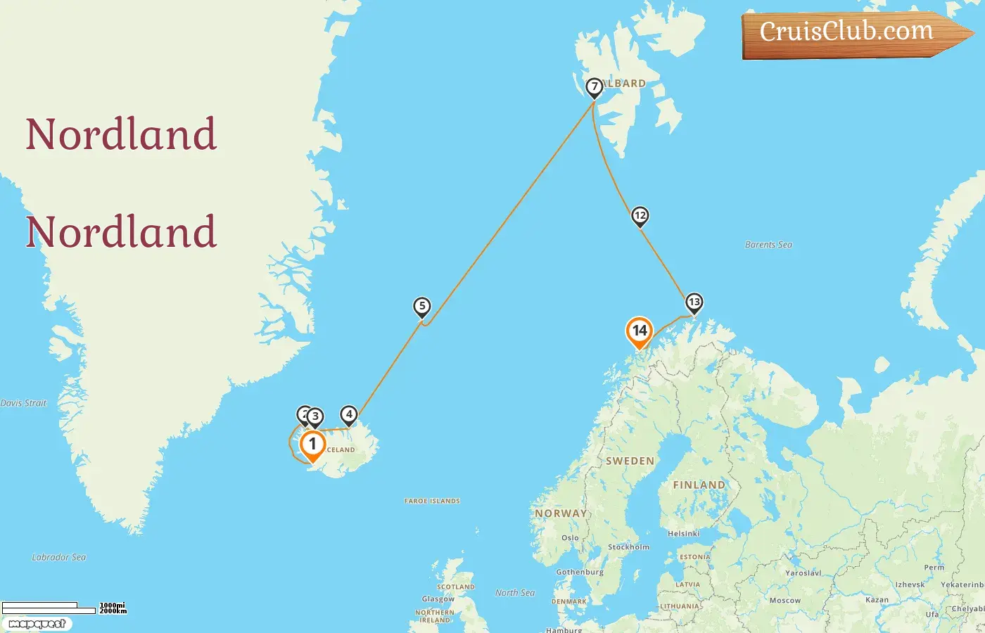 Cruzeiro no Norte de Reykjavik para Tromsø a bordo do navio Silver Endeavour com visitas à Islândia e Noruega por 14 dias