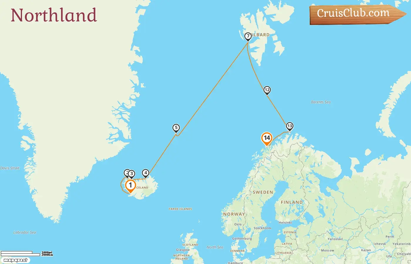 Cruise in the Northland from Reykjavik to Tromsø aboard Silver Endeavour ship with visits to Iceland and Norway for 14 days