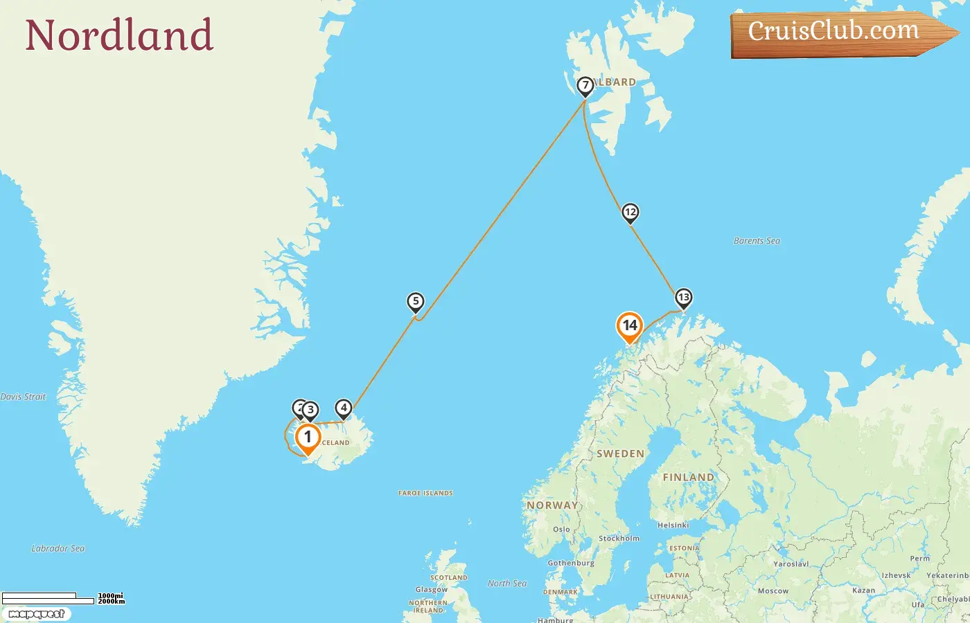 Croisière dans le Nordland de Reykjavik à Tromsø à bord du navire Silver Endeavour avec visites en Islande et en Norvège pendant 14 jours